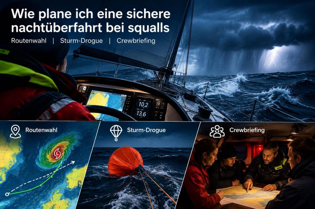Wie plane ich eine sichere nachtüberfahrt bei squalls: routenwahl, sturm‑drogue und crewbriefing